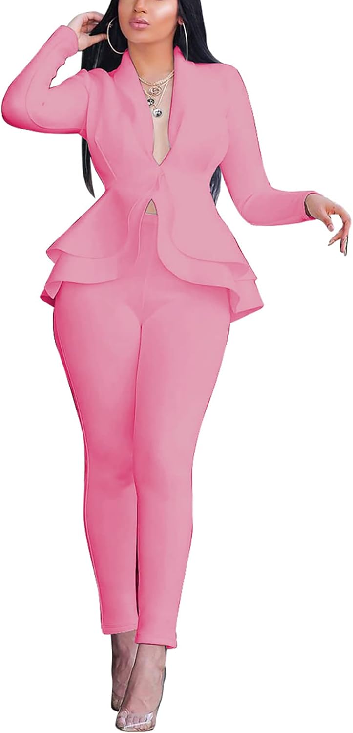 Blazer and Trousers Set - Faylinn-Pink-S-State of Style