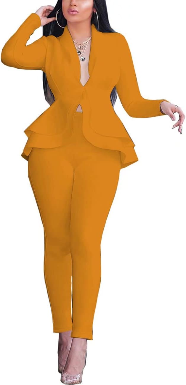 Blazer and Trousers Set - Faylinn-Yellow-S-State of Style