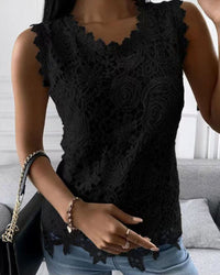 Blouse with Lace Detail in Effenge Colour Style - Elara-Black-S-State of Style