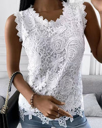 Blouse with Lace Detail in Effenge Colour Style - Elara-White-S-State of Style