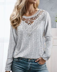 Blouse with Patchwork Lace - Emilia-Grey-S-State of Style