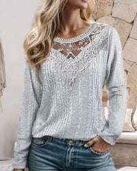 Blouse with Patchwork Lace - Emilia-Grey-S-State of Style