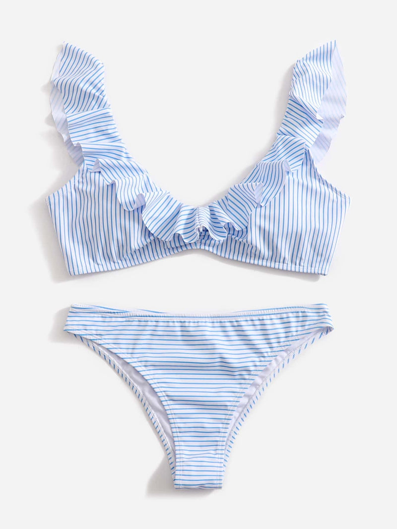 Blue and White Striped Bikini - Lina-XS-State of Style