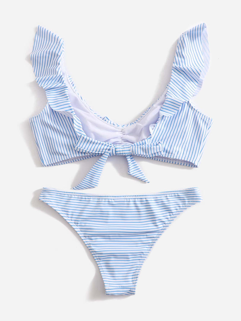 Blue and White Striped Bikini - Lina-XS-State of Style