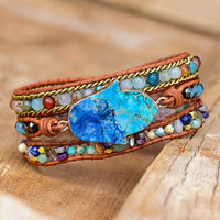 Blue Hamsa Turquoise Wrap Bracelet - Soraya-State of Style