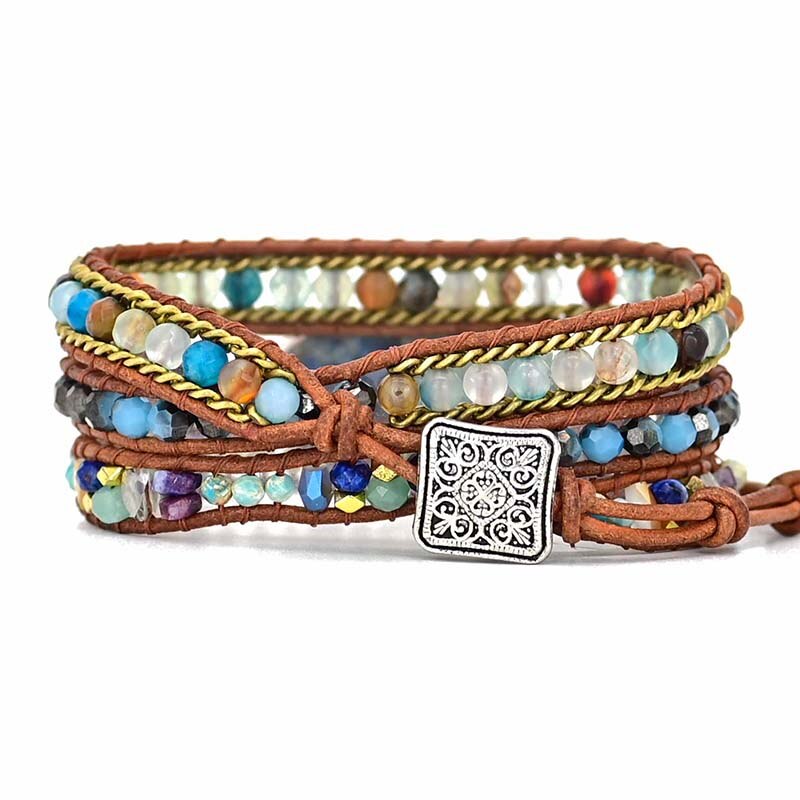 Blue Hamsa Turquoise Wrap Bracelet - Soraya-State of Style