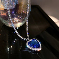 Blue Heart Crystal Necklace-State of Style