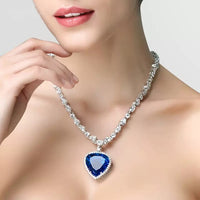Blue Heart Crystal Necklace-State of Style