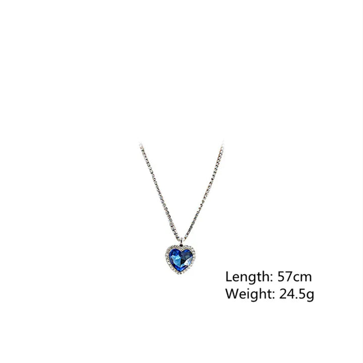 Blue Heart Crystal Necklace-State of Style