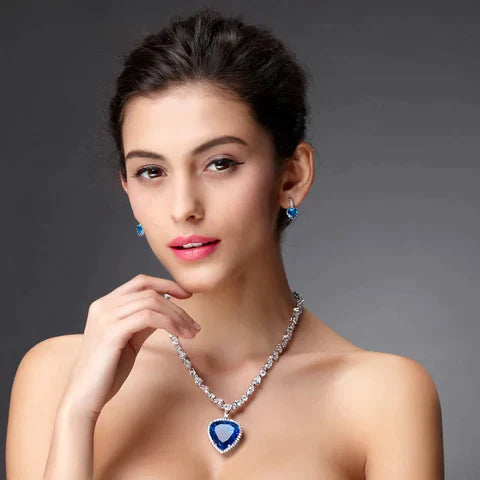 Blue Heart Crystal Necklace-State of Style
