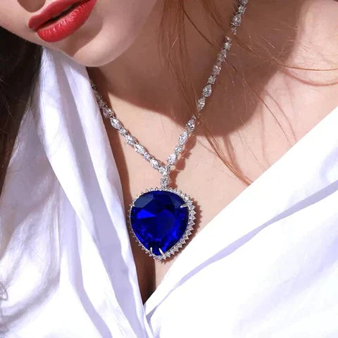 Blue Heart Crystal Necklace-State of Style