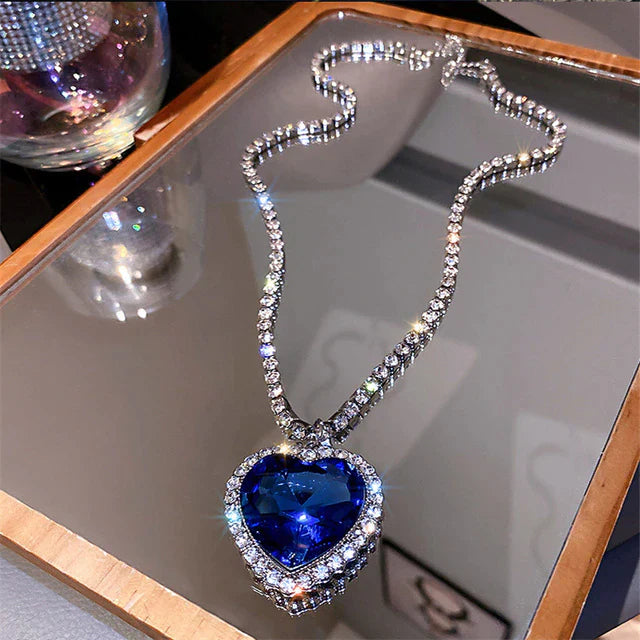 Blue Heart Crystal Necklace-State of Style