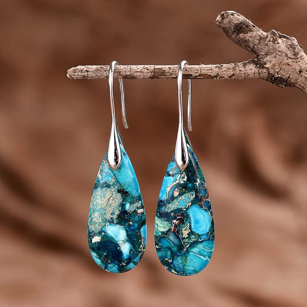 Blue Jasper Drop Earrings - Meliora-Silver-State of Style