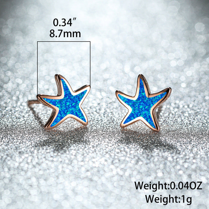 Blue Opal Starfish Earrings - Marina-Blue Opal-Silver-State of Style