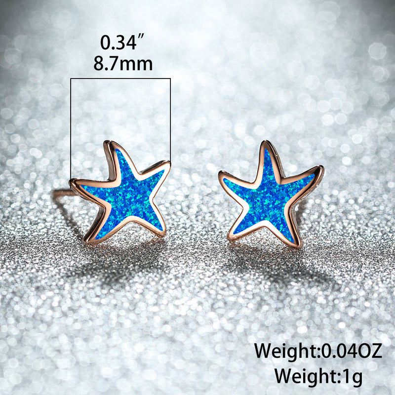 Blue Opal Starfish Earrings - Marina-Blue Opal-Silver-State of Style