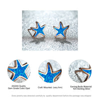 Blue Opal Starfish Earrings - Marina-Blue Opal-Silver-State of Style