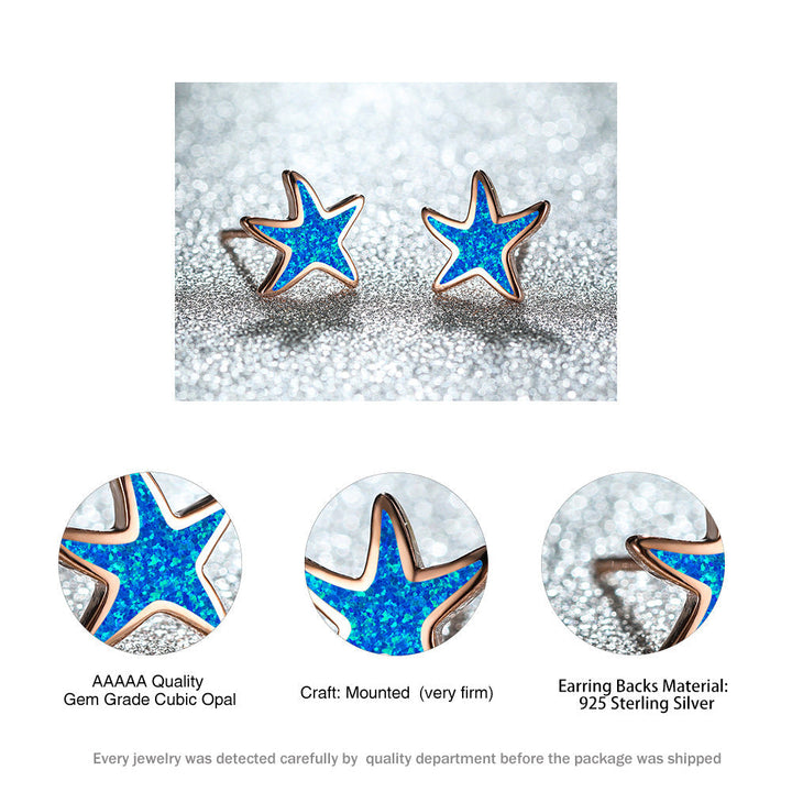 Blue Opal Starfish Earrings - Marina-Blue Opal-Silver-State of Style