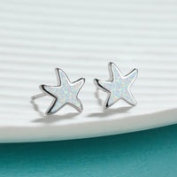 Blue Opal Starfish Earrings - Marina-Blue Opal-Silver-State of Style