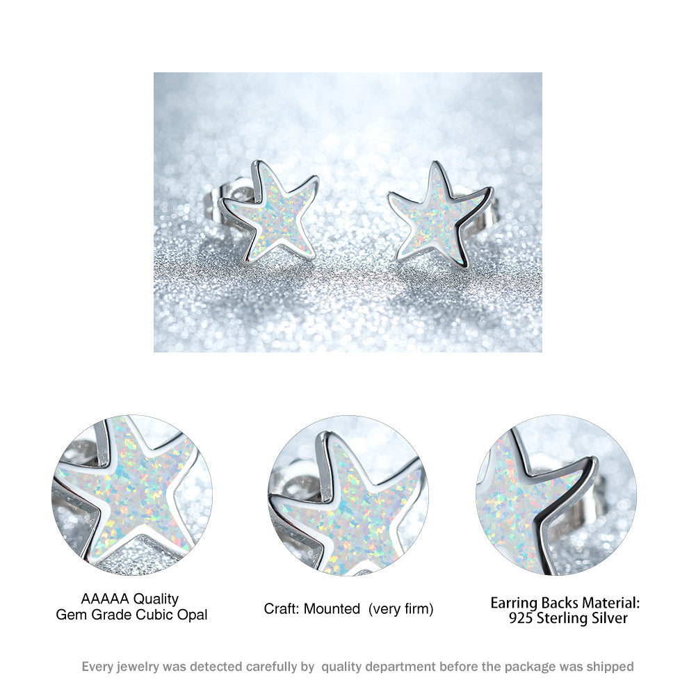 Blue Opal Starfish Earrings - Marina-Blue Opal-Silver-State of Style