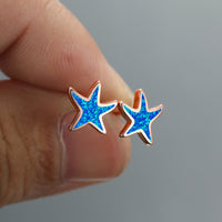 Blue Opal Starfish Earrings - Marina-Blue Opal-Silver-State of Style