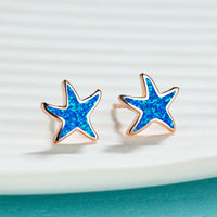 Blue Opal Starfish Earrings - Marina-Blue Opal-Silver-State of Style