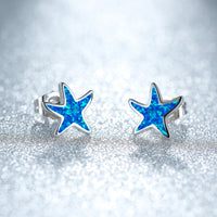 Blue Opal Starfish Earrings - Marina-Blue Opal-Silver-State of Style