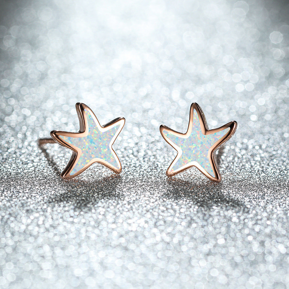 Blue Opal Starfish Earrings - Marina-Opal-Rose Gold-State of Style