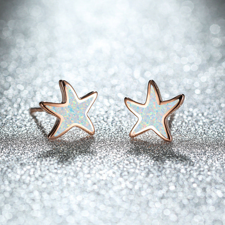 Blue Opal Starfish Earrings - Marina-Opal-Rose Gold-State of Style