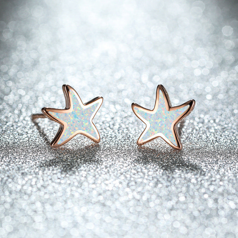 Blue Opal Starfish Earrings - Marina-Opal-Rose Gold-State of Style
