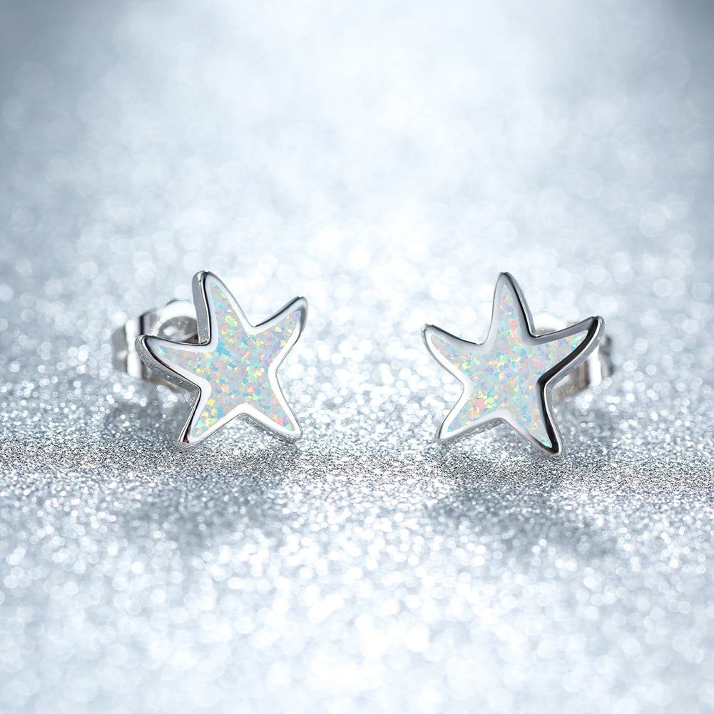 Blue Opal Starfish Earrings - Marina-Opal-Silver-State of Style