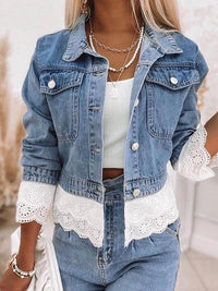 Blue Patchwork Denim Jacket - Rowena-S-State of Style