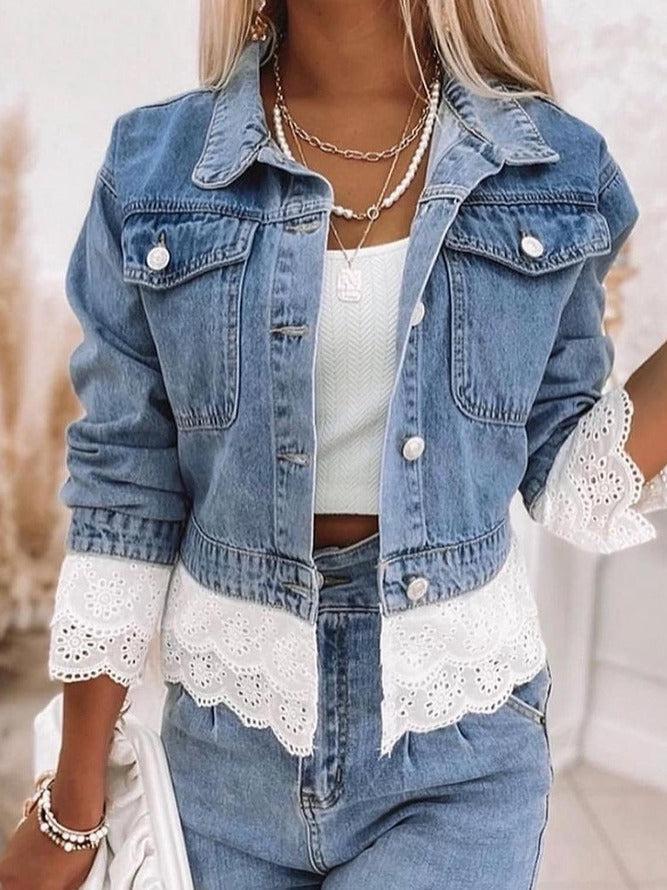 Blue Patchwork Denim Jacket - Rowena-S-State of Style