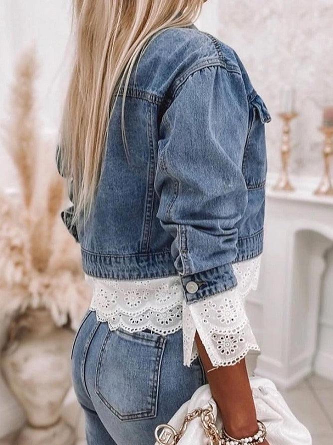 Blue Patchwork Denim Jacket - Rowena-S-State of Style
