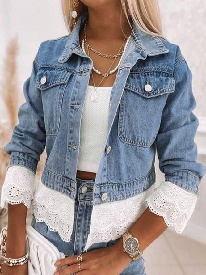 Blue Patchwork Denim Jacket - Rowena-S-State of Style