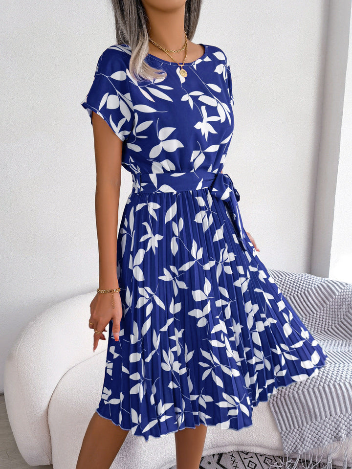Blue Printed Midi Dress - Naomi-XS-State of Style
