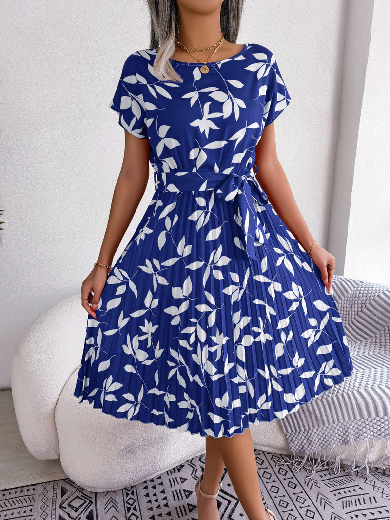 Blue Printed Midi Dress - Naomi-XS-State of Style