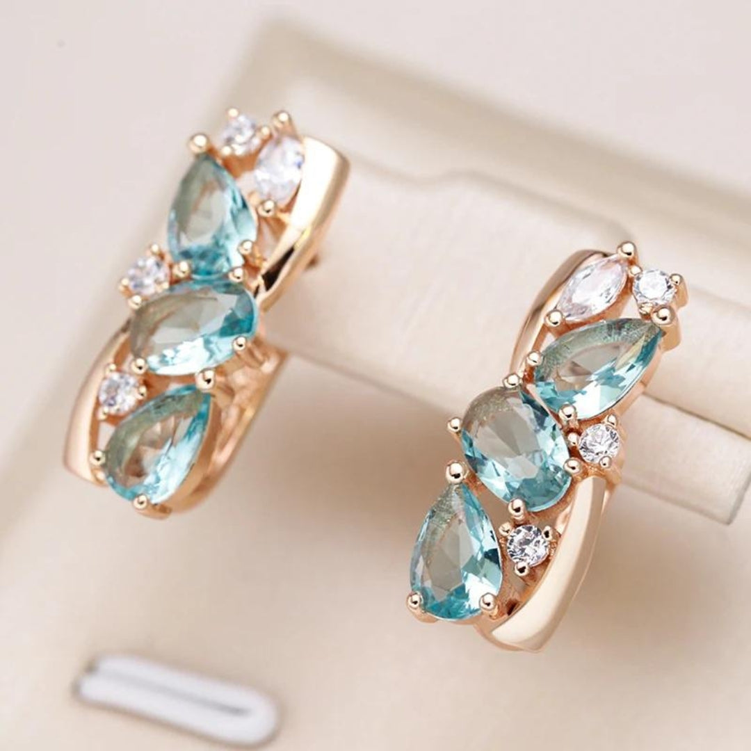 Blue Zirconia Earrings in Gold - Marlies-State of Style