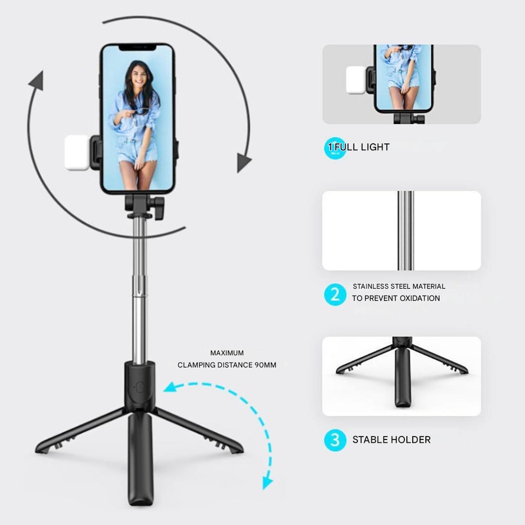 Bluetooth Selfie Stick & Tripod - FlexiShot-Black-State of Style