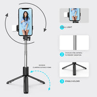 Bluetooth Selfie Stick & Tripod - FlexiShot-Black-State of Style