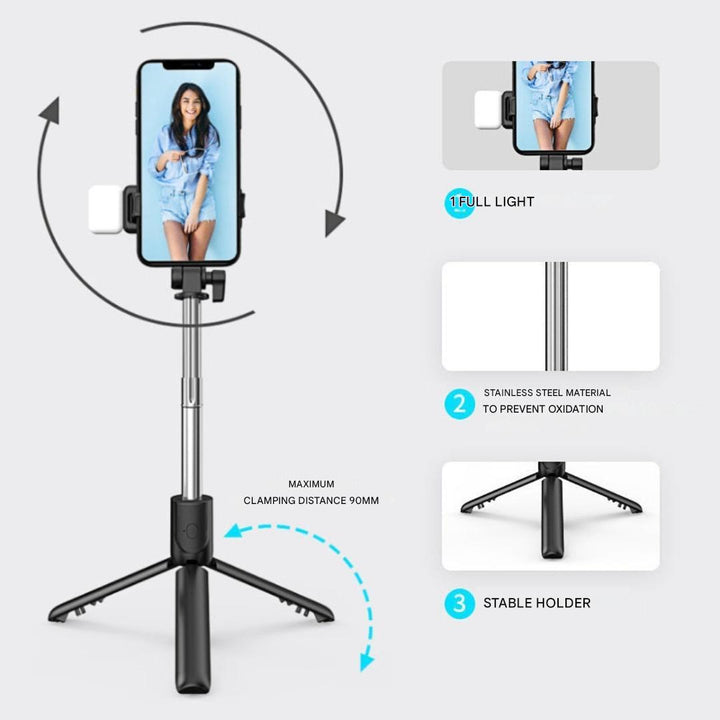 Bluetooth Selfie Stick & Tripod - FlexiShot-Black-State of Style