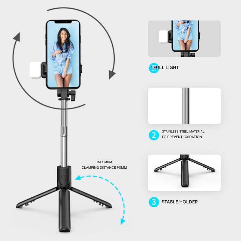Bluetooth Selfie Stick & Tripod - FlexiShot-Black-State of Style