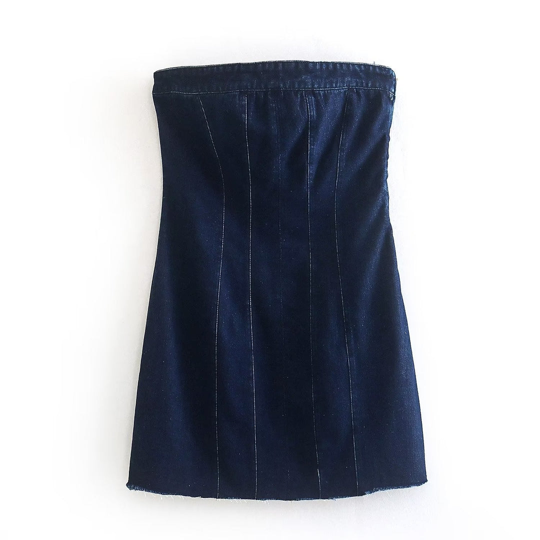 Bobbie Strapless Denim Dress | Cool and Unique-Light Blue-XS-State of Style