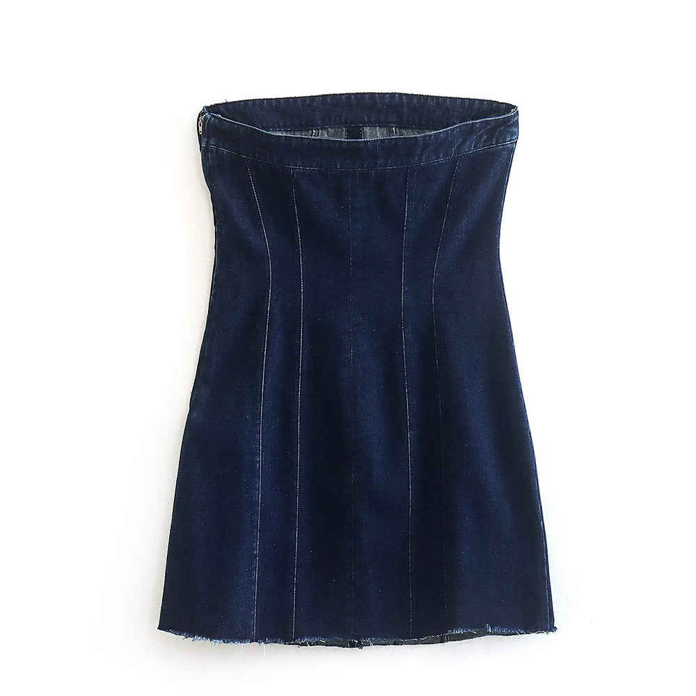 Bobbie Strapless Denim Dress | Cool and Unique-Light Blue-XS-State of Style
