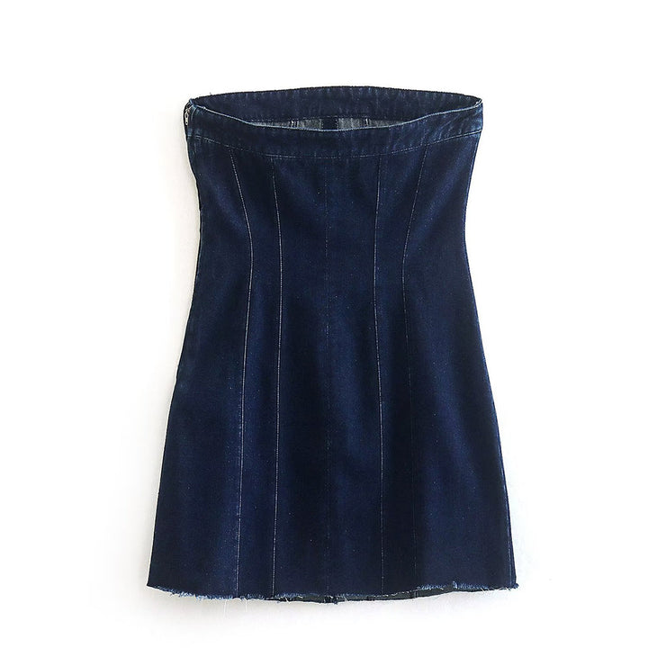 Bobbie Strapless Denim Dress | Cool and Unique-Light Blue-XS-State of Style