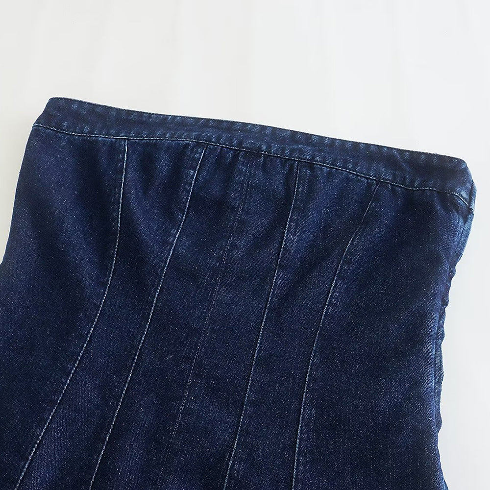 Bobbie Strapless Denim Dress | Cool and Unique-Light Blue-XS-State of Style