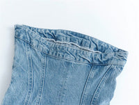 Bobbie Strapless Denim Dress | Cool and Unique-Light Blue-XS-State of Style