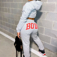 Body Suit | Women's Sweatshirt & Joggers Set-Grey-S-State of Style