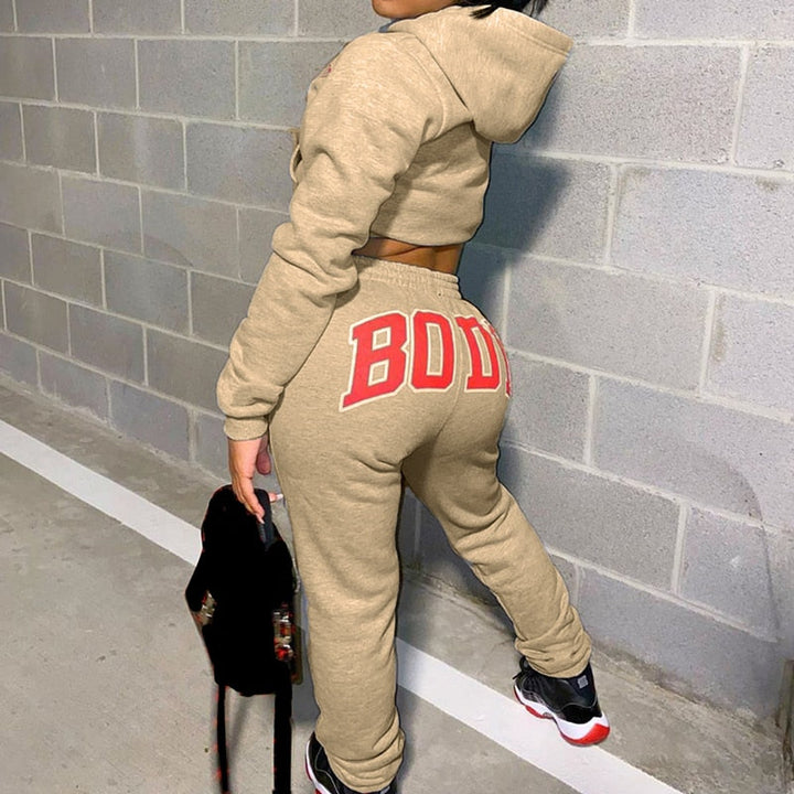 Body Suit | Women's Sweatshirt & Joggers Set-Khaki-S-State of Style
