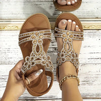 Bohemian Beach Sandals with Elastic Band – Naima-Brown-3.5-State of Style