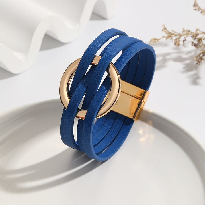 Bohemian Double Circle Leather Bracelet | Women's Fashion Jewellery-Blue-State of Style